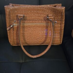 Crocodile Embossed Tan Handbag